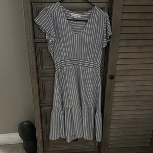 Monteau Blue and White Striped Dress